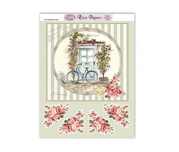 Papel de arroz Dayka Trade bicicleta y puerta