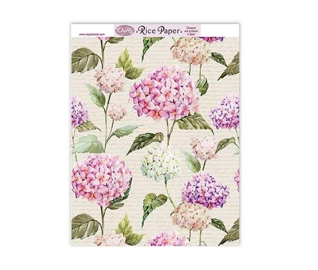 Papel de arroz japonés Dayka Trade fondo de hortensias