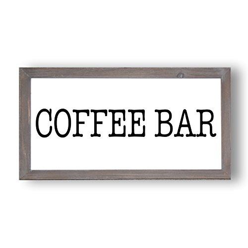 Sweet Water Decor Coffee Bar Wood Sign 9x17 | Country Signs Home Decor Rustic Farmhouse Coffee Sign for Kitchen Wooden Wall Art Signs With Sayings and Quotes Framed Wall Plaque