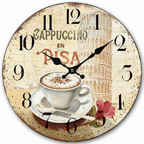 HQF Italian Style Wall Clock, Eruner 12" Stylish Office Wall Clock Classy Kitchen Clock Wooden Mottled Effect Living Room Lounge Silent Clock Hallway Timepiece Watch