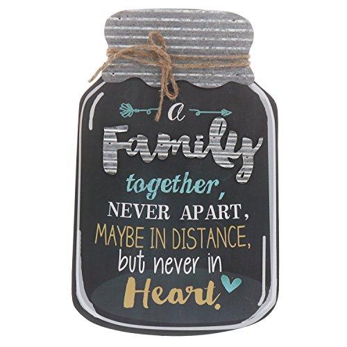 Barnyard Designs Rustic Family Together Never Apart Mason Jar Decorative Wood and Metal Wall Sign Vintage Country Decor 14"x 9"