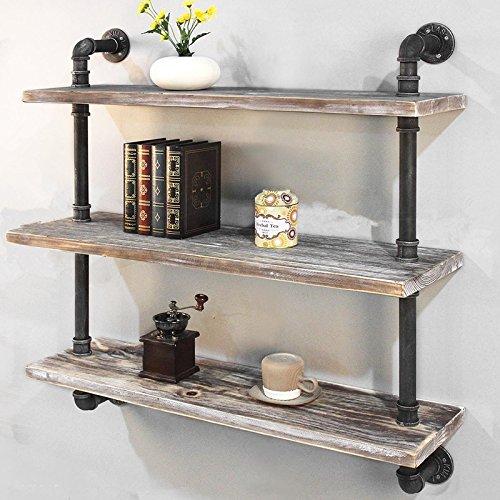Industrial Pipe Shelf Bookcase Shelf Shelves Retro Floating Wood Shelving (36)