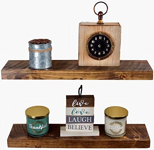 Imperative Décor Floating Shelves Rustic Wood Wall Shelf | Set of 2 (Walnut, 24" x 5.5")