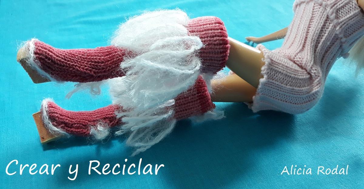 Conjunto ropa de invierno rosa: Botas, chaleco, gorro y guantes DIY con reciclaje