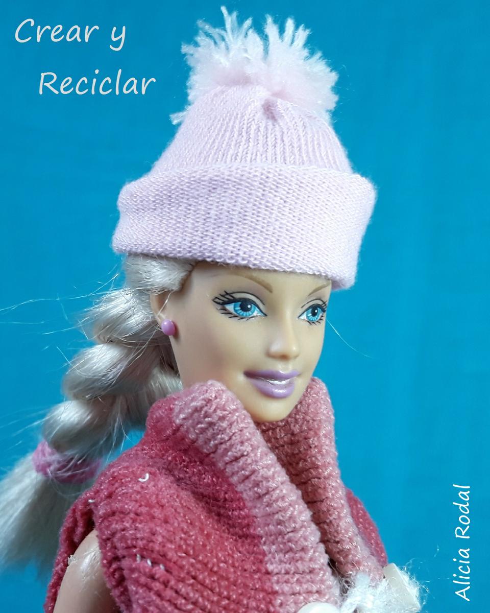 Conjunto ropa de invierno rosa: Botas, chaleco, gorro y guantes DIY con reciclaje