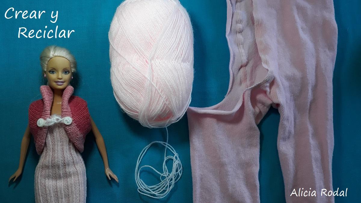 Conjunto ropa de invierno rosa: Botas, chaleco, gorro y guantes DIY con reciclaje
