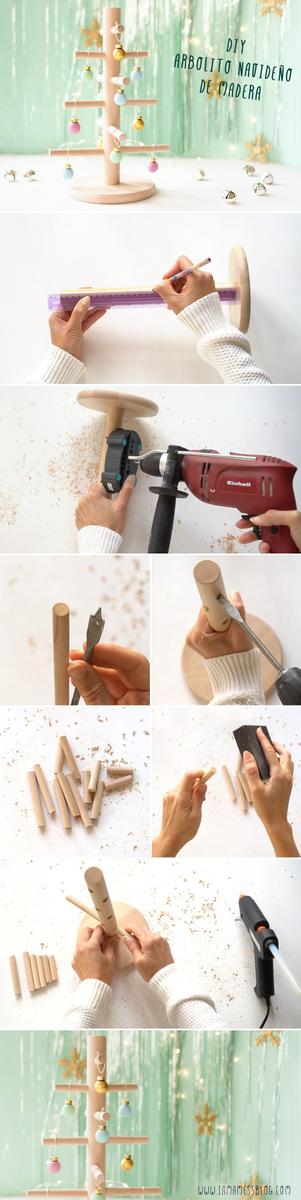 Pasos árbol de navidad de madera, visto en "I am a Mess Blog"