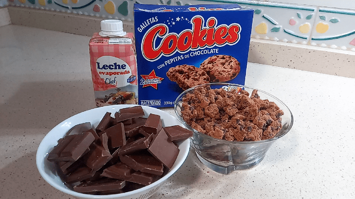 Ingredientes para hacer turrón de galletas cookies en Thermomix.