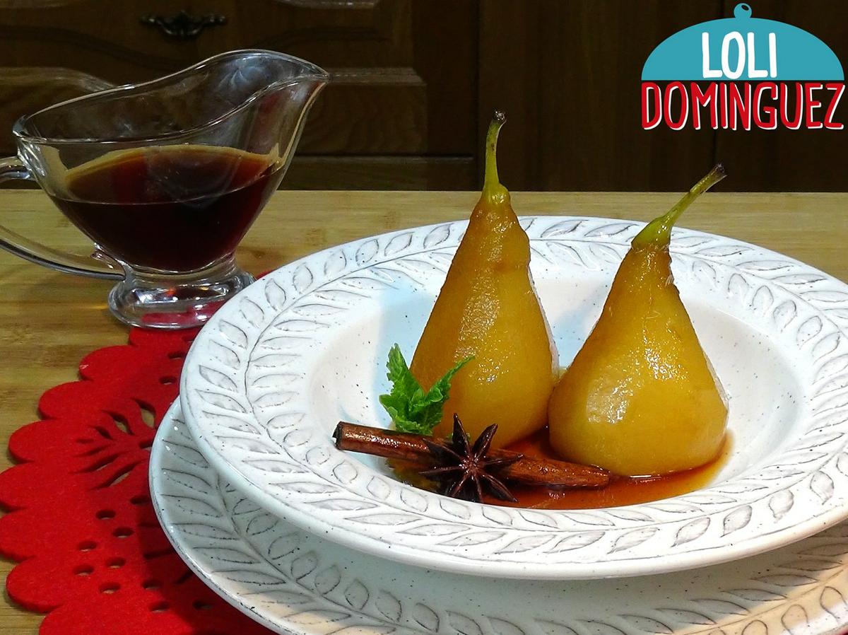 Peras al vino dulce y especias Receta tradicional ESPECIAL PARA NAVIDAD. Un postre ideal para servirlo después de una comida o cena abundante