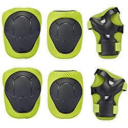 Niños protectores Set de protección – Niño 's – Rodilleras Coderas – Muñequeras para roller patinaje monopatín Ciclismo, niño, verde