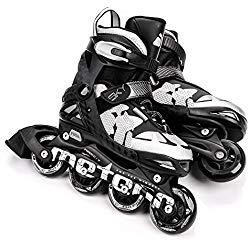Meteor Sky: patines infantiles Rodamientos de 7 de carbono, Patines en línea con ajustable tamaño del zapato: S M L - S (30 - 33) de m (34 - 37) de l (38 - 41), SKY, negro / plateado, EU 30-33 (S)