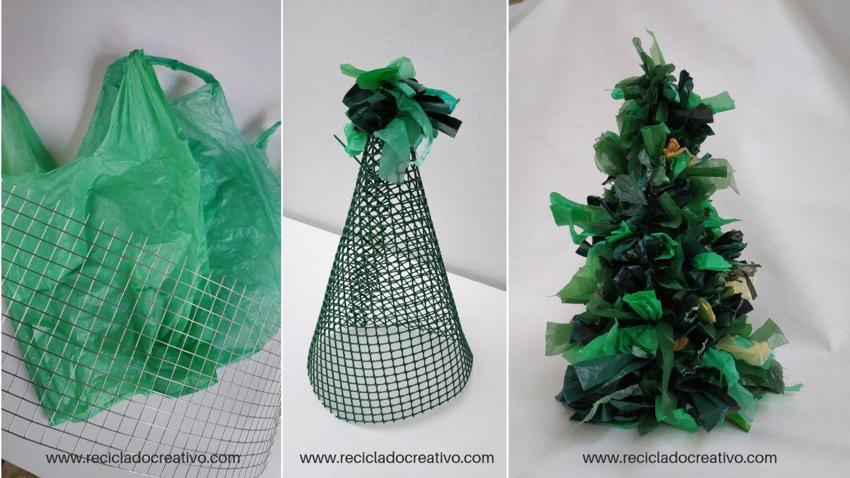 Árbol de Navidad reciclando bolsas de plástico