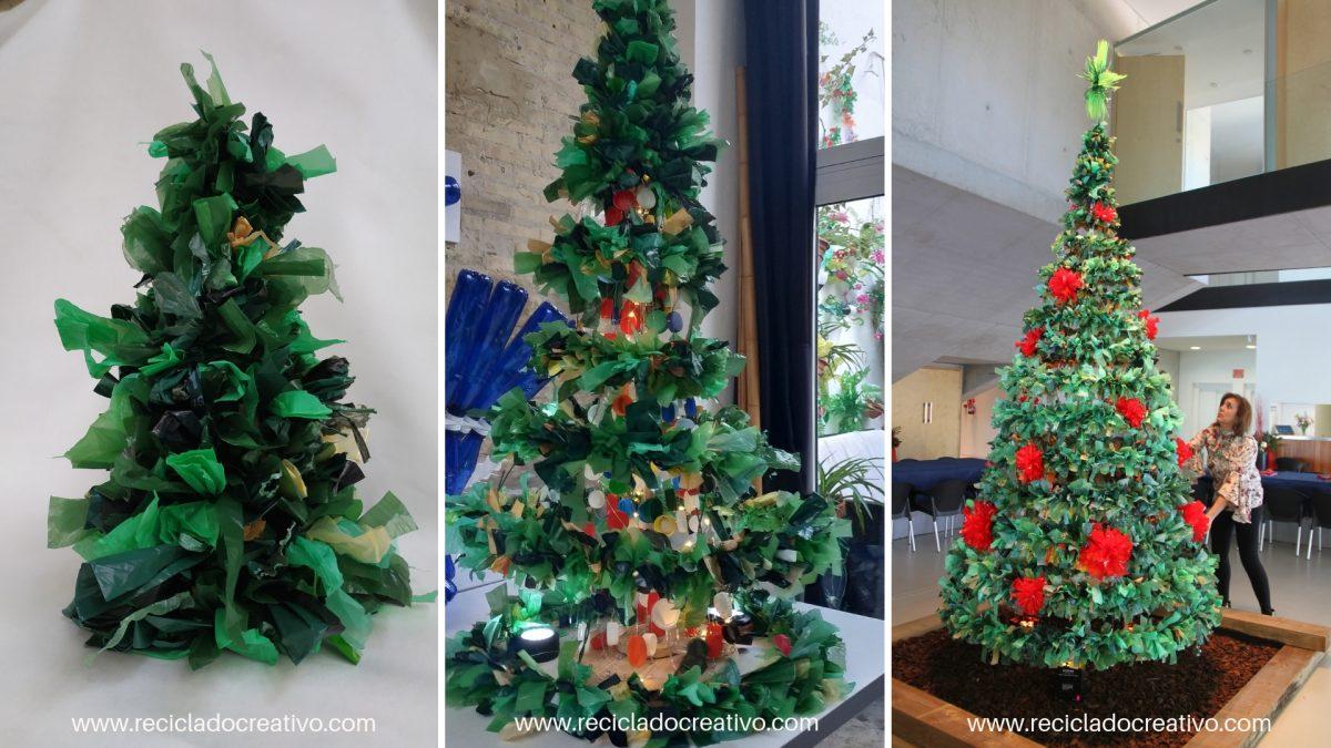 Árbol de Navidad reciclando bolsas de plástico