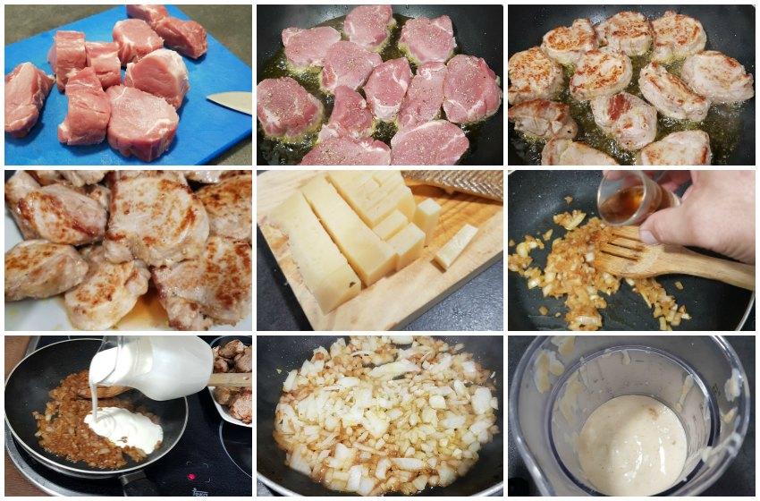 solomillo de cerdo en salsa de queso