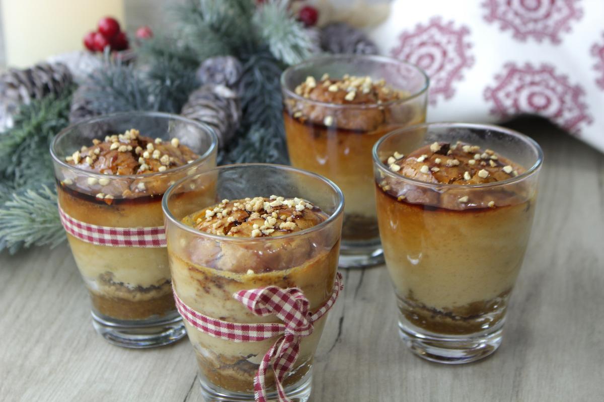 Tarta de queso y turrón en vasitos sin lactosa