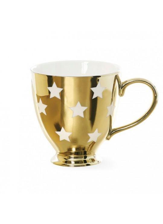 TAZA CON ASA ORO CON ESTRELLAS BLANCAS MISS ETOILE