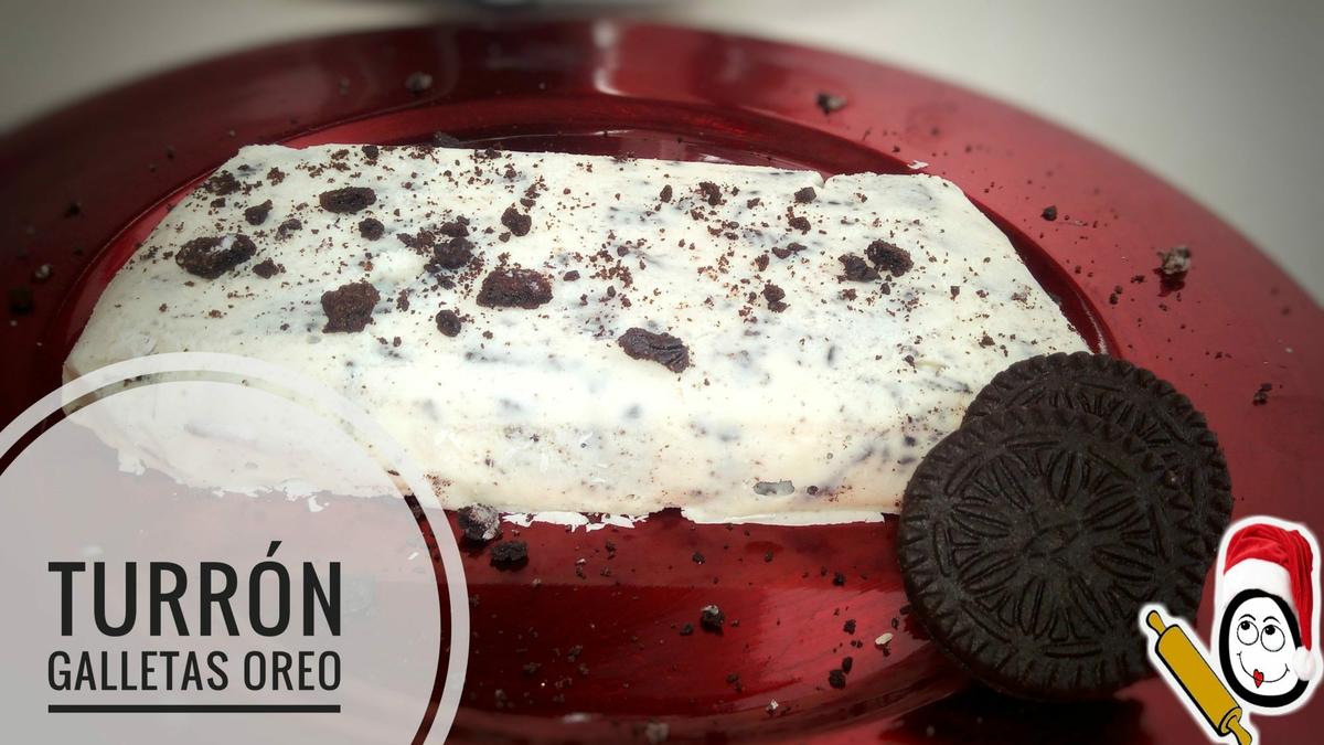 Turrón de galletas oreo y chocolate blanco en Thermomix tm5.