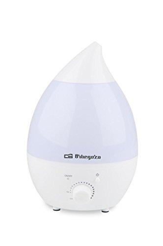 Orbegozo HU 2013 - Humidificador ultrasónico aromaterapia de 1.3 litros de capacidad, vapor frío, 18 W de potencia y luz intercambiable de 7 colores