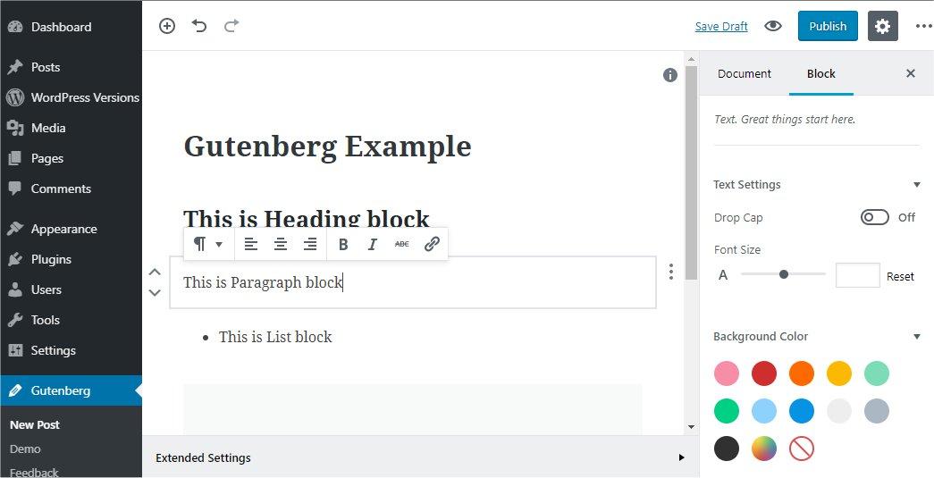 editor wordpress Gutenberg