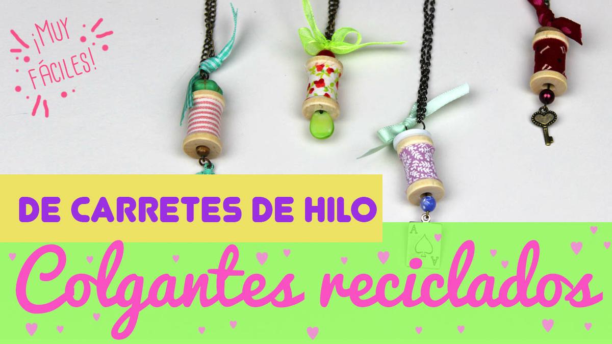 colgantes con carretes de hilo