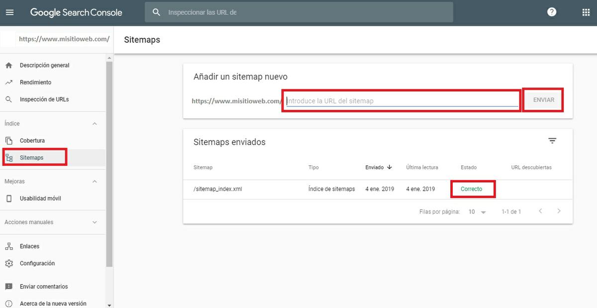 Subir sitemap Search Console nueva