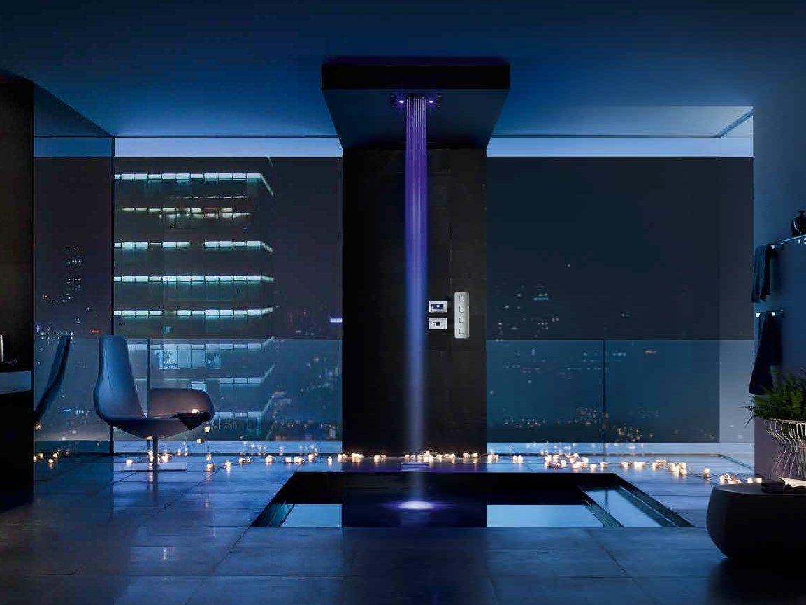 ducha tipo lluvia en color azul