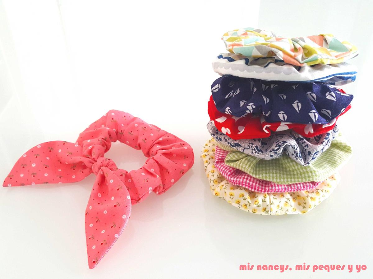 mis nancys, mis peques y yo, coleteros de tela o scrunchies, aprovechar retales