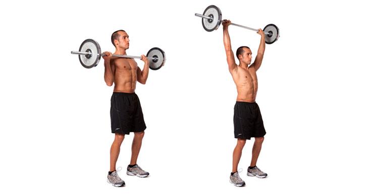 press militar de barra para deltoides posterior