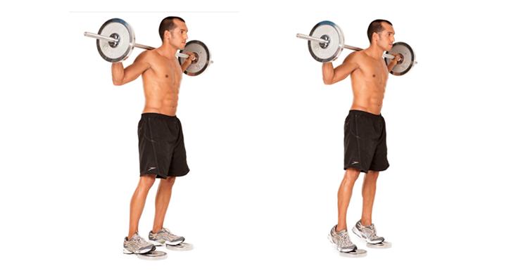 elevacion de talones con barra para gemelos y soleo