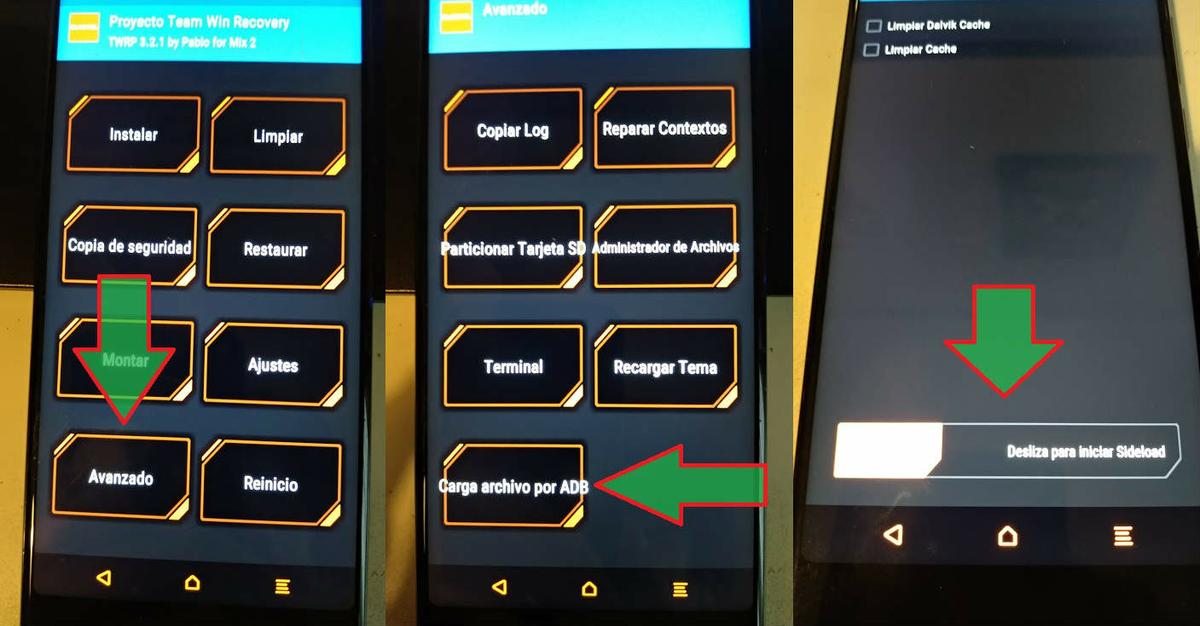 como cargar una imagen de fabrica con ADB Sideload en TWRP desde el PC