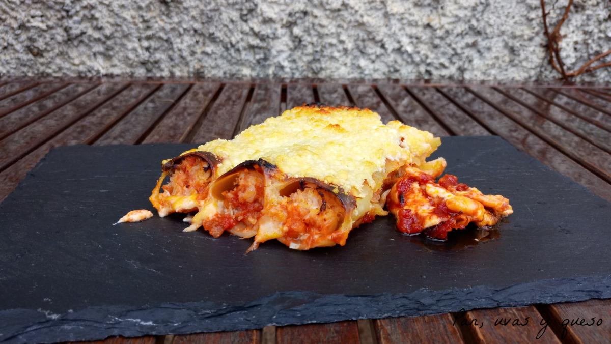 canelones de bacalao en thermomix - pan uvas y queso