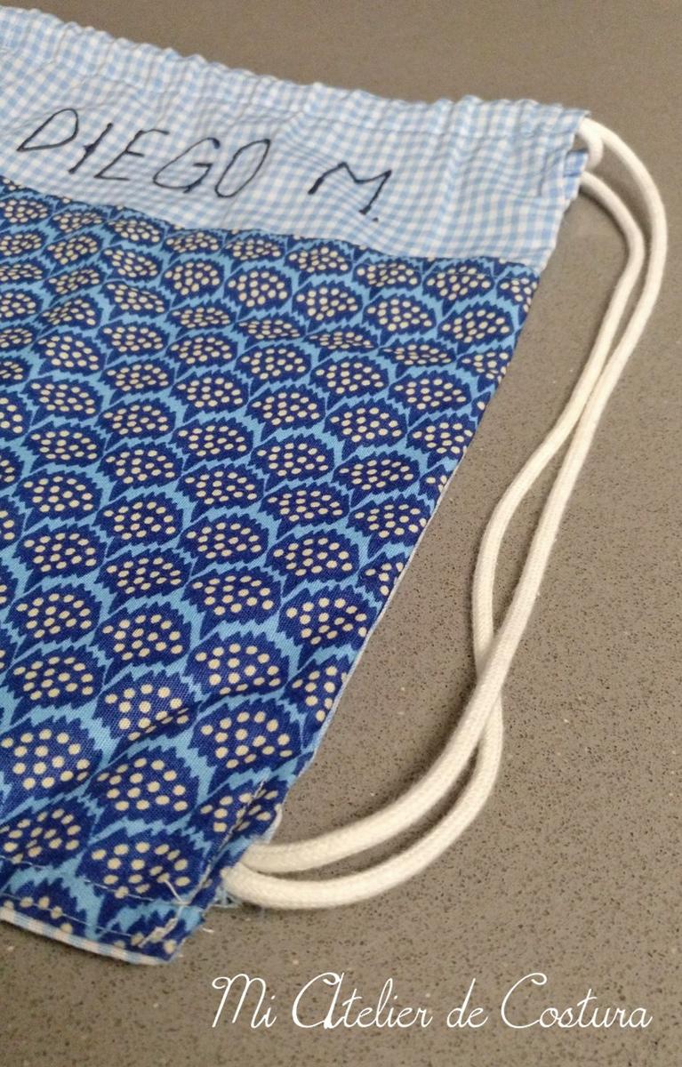 Mochila de tela Diy. Detalle