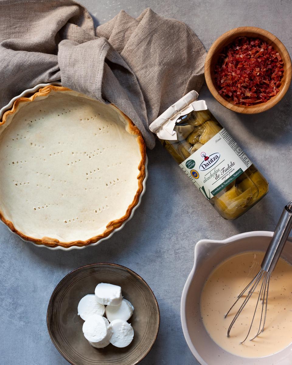 Quiche de alcachofas con jamon