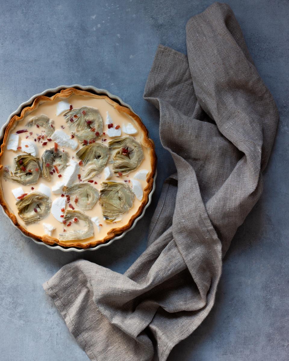Quiche de alcachofas con jamon