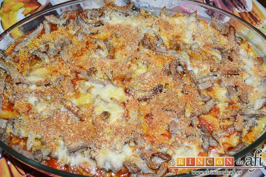 Macarrones del Cardenal, gratinar en el horno