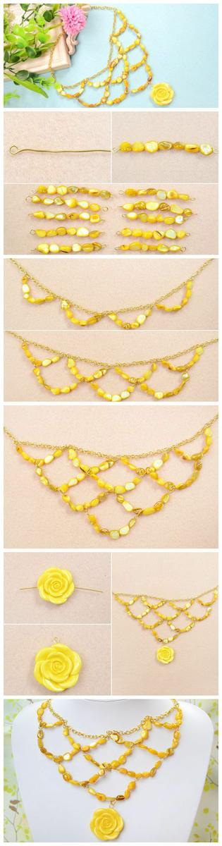 jewerly bisuteria handmade paso collares necklaces beads yellow amarillo tutorial