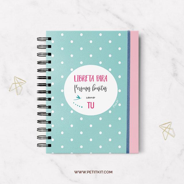 libreta modelo lunares azul
