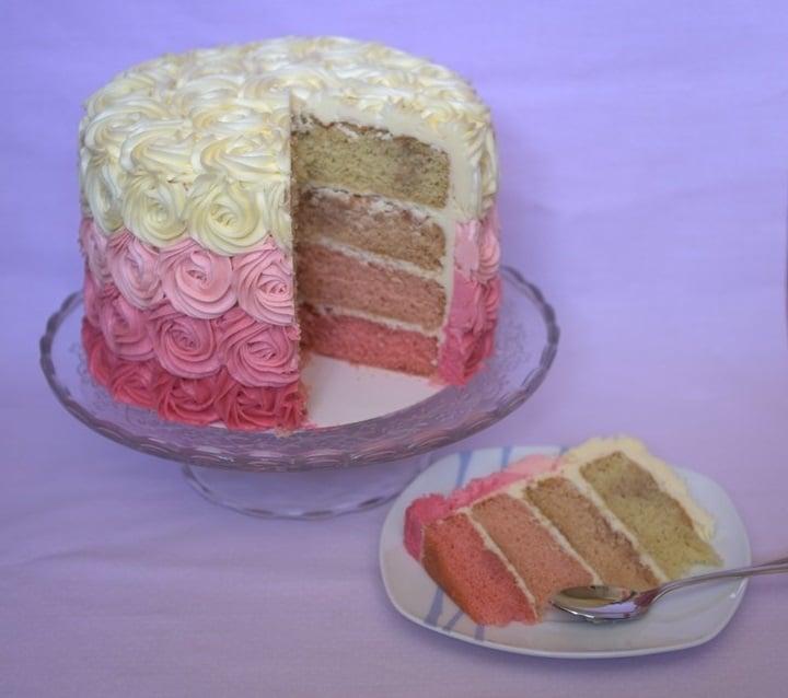 Tarta con rosas degradada