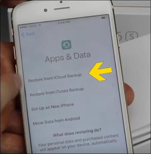 Clonar iCloud selecciona restaurar desde una copia de seguridad en iCloud