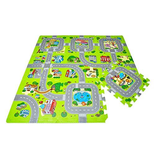 Leo & Emma de Puzzle Parte Calle Niños Patrón De Alfombra de Juego (con de Carreteras con Texto como Gateo Matte para toben Moderno como Parte Techo Modelo 2019