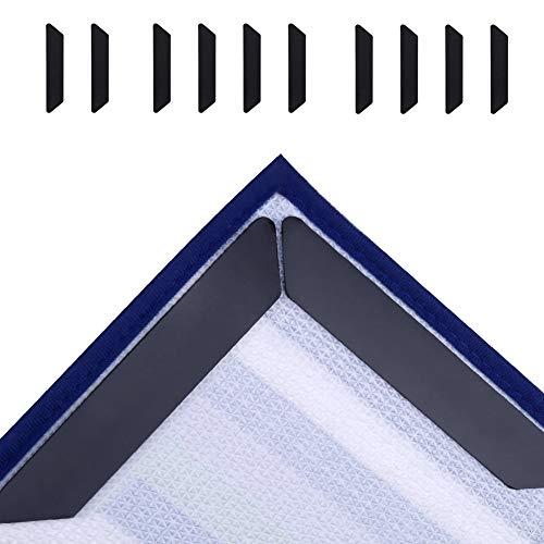 SAIYU Alfombra Pinza alfiler Pinza Esquinas Alfombra Antideslizante Alfombrilla Alfombrilla con Adhesivo 3M para Cocina de Oficina baño (10 Pack, Negro, 3M Adhesivo)