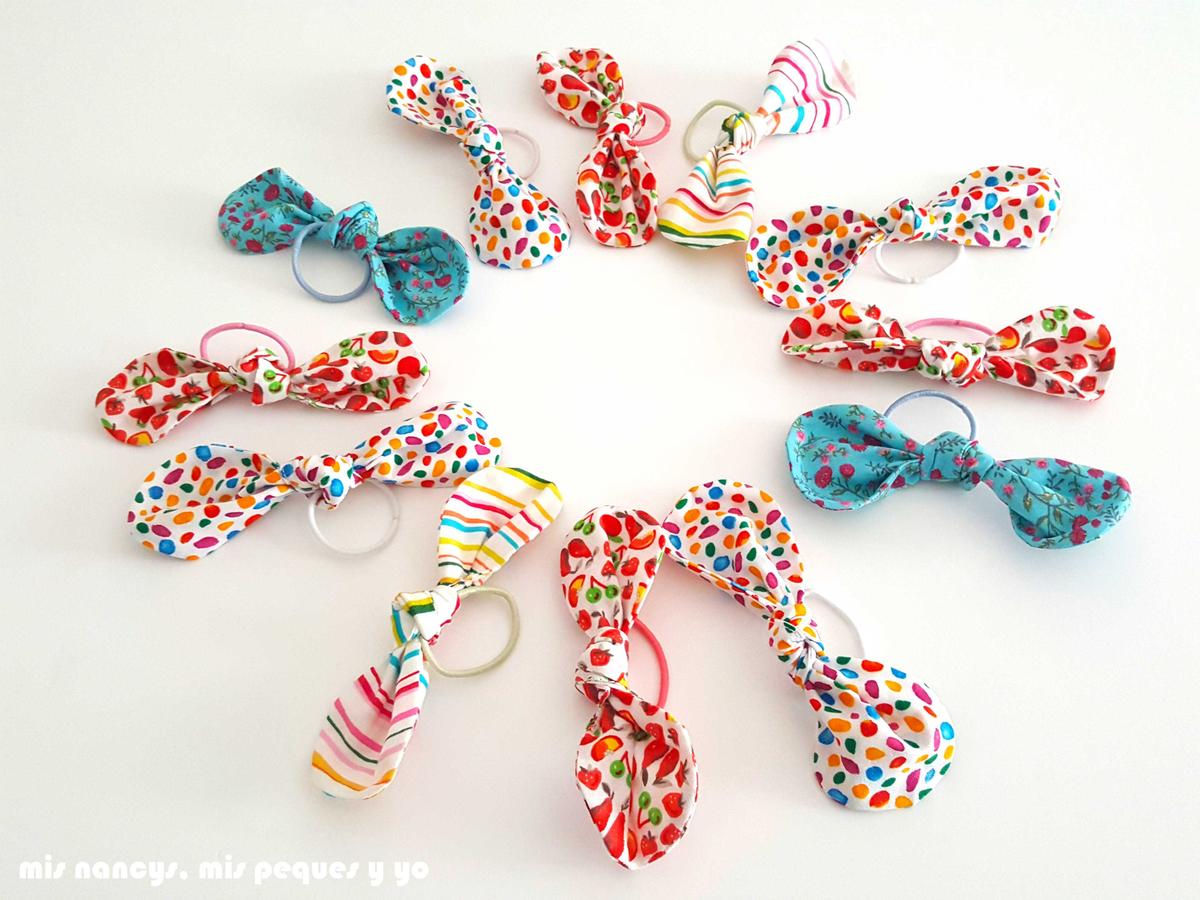 mis nancys, mis peques y yo, coleteros de nudos, con distintos retales