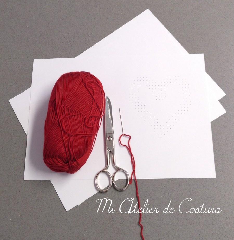 Tarjeta a punto de cruz San Valentín