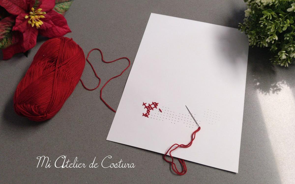 Tarjeta a punto de cruz San Valentín