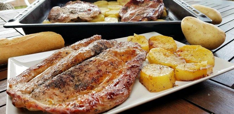 Solomillo asado con patatas