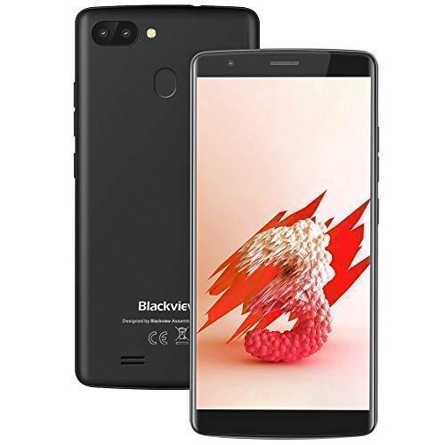 Blackview A20Pro Dual SIM Smartphone,Android 8.1,18:9 Full Screen 5.5,2+16GB Moviles Libres, 8+5MP Dual Camera, 3000 mAh Teléfono Móvil 4G, 1.3Ghz Huella Dactilar WiFi/GPS/Bluetooth Negro