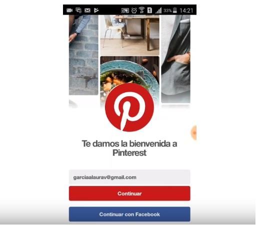 iniciar sesion Pinterest desde movil