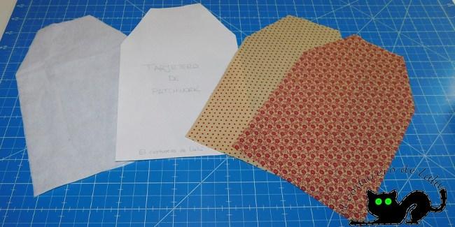 Cortamos los patrones del tajetero de patchwork