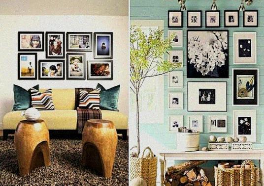 Decorar un recibidor pequeño: Mosaico de fotos. Paredes vestidas