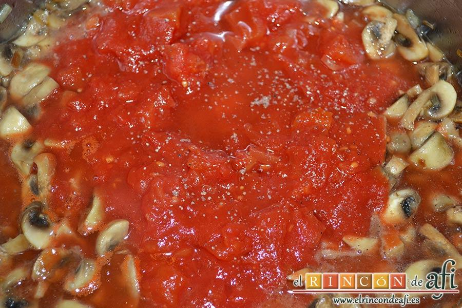 Tallarines alla boscaiola, salpimentar